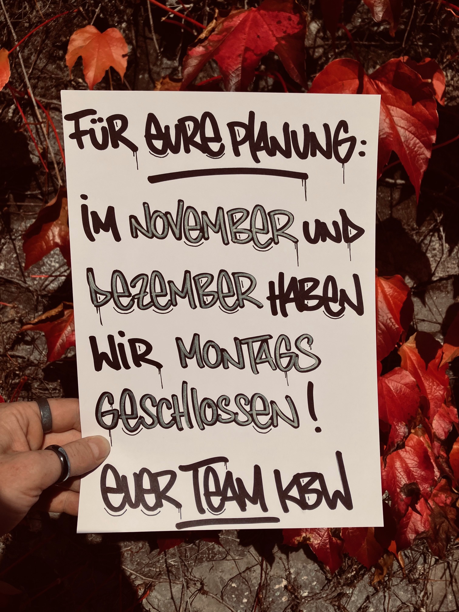 Für eure Planung...